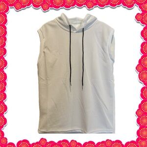 Lemannuo New!! sleeveless hoodie top - white w/black string @ neck.  Medium BOGO